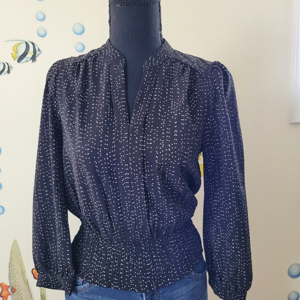 Monteau Black and White Polka Dot Women's Blouse